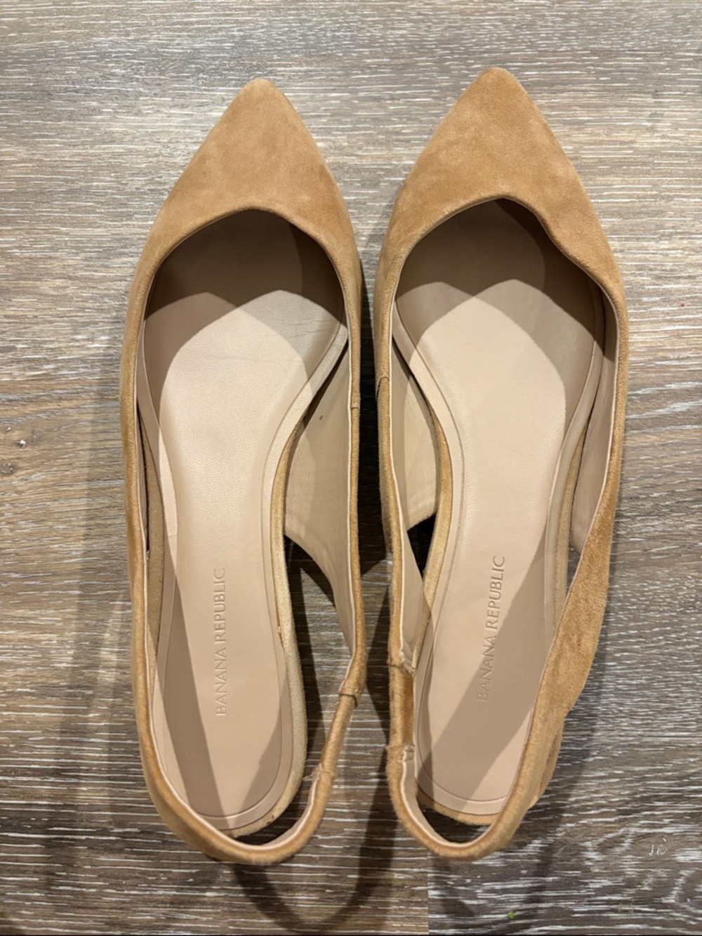 Banana Republic Women's Camel Suede Pointed-Toe Slingback Flats